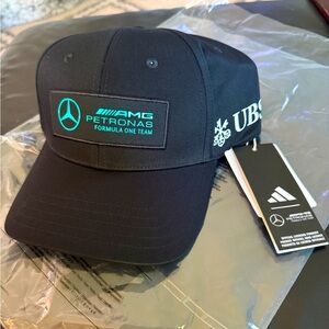 Mercedes AMG Petronas F1 Large Logo Baseball Hat Black OSFM Adidas NWT - Unisex